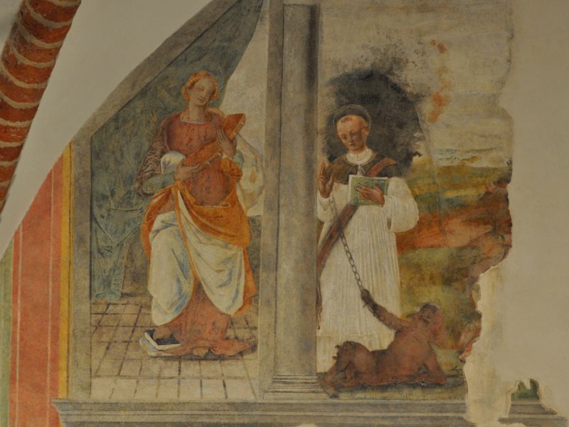 Particolare dell'affresco di Bernardino Lanino